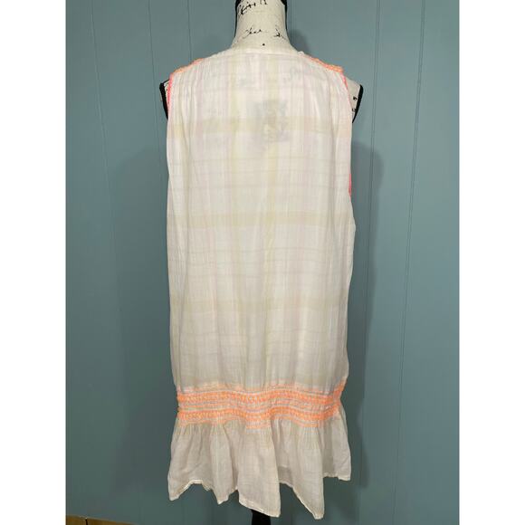 Free People Womens Sleeveless Run With Me Ivory Plaid Mini Dress Size Large - Picture 4 of 7